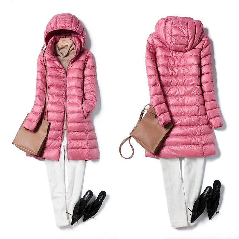 Packable Hat Nylon - Kobiety Ultra Lekka Długa Kurtka Puffer