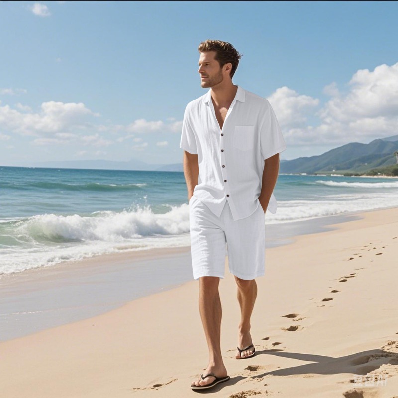 Męski zestaw: lniana koszula z – Linen Shirt Breathable recenzja i cena