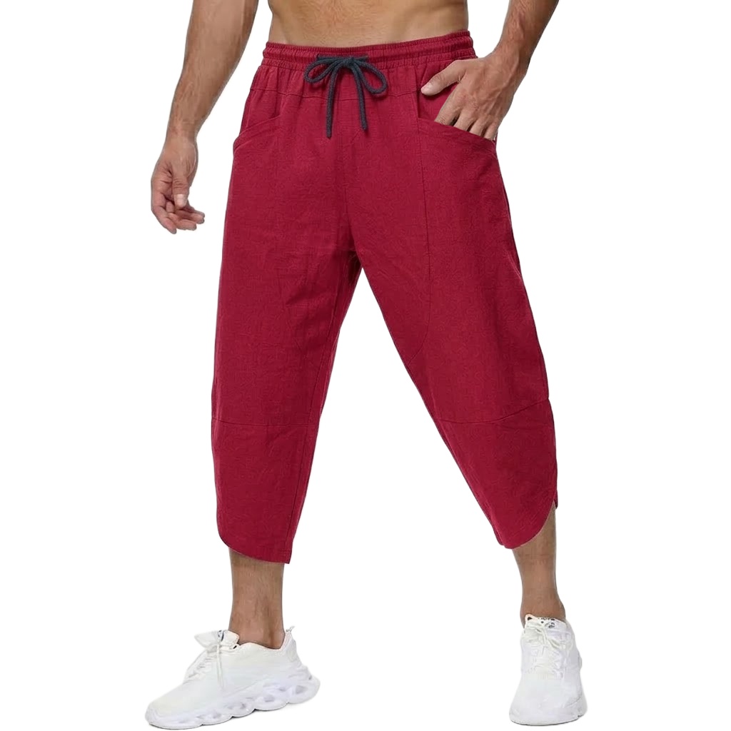 Letnie męskie lniane spodnie k – Short Linen Drawstring recenzja i cena