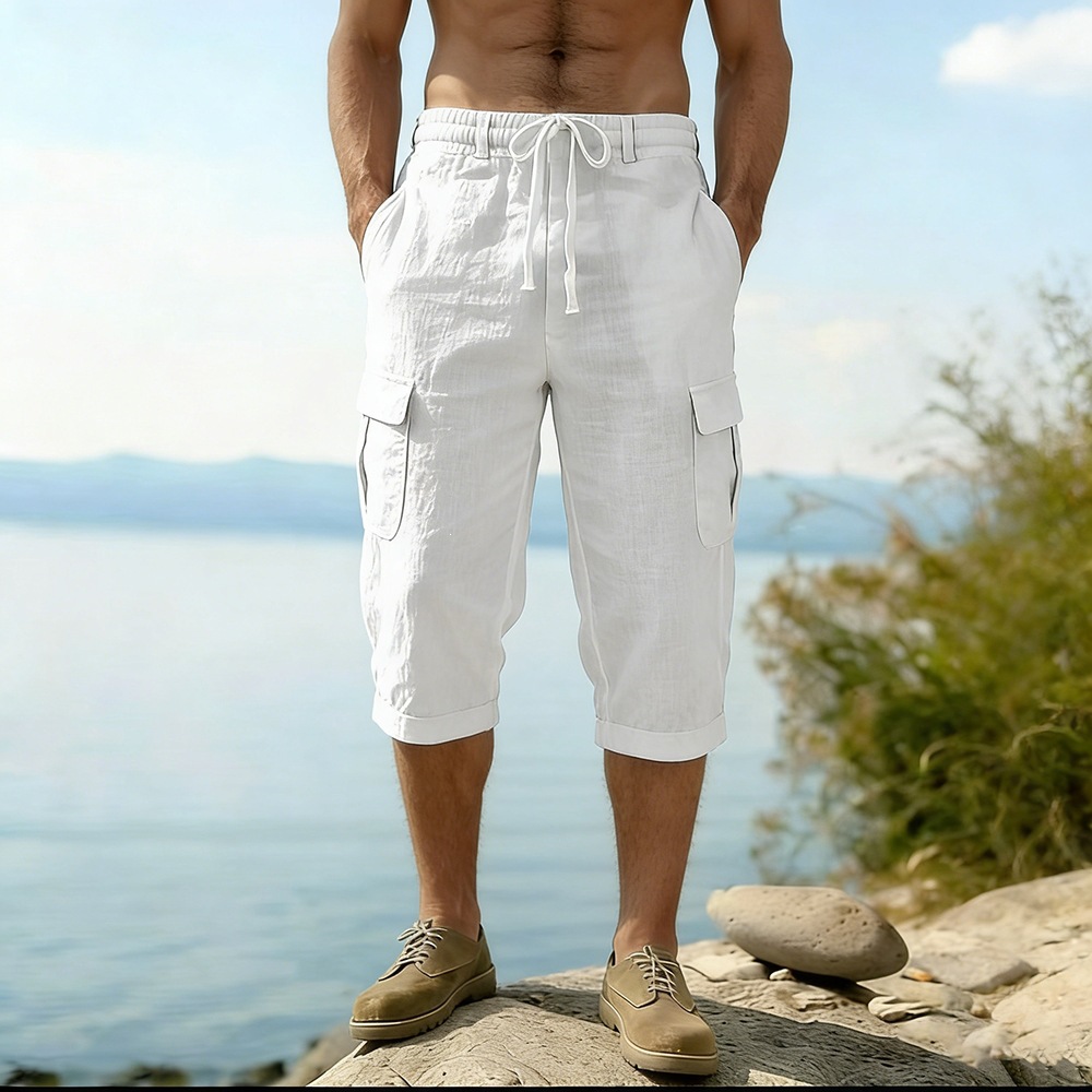 Męskie letnie szorty z bawełny – Short Linen Drawstring recenzja i cena